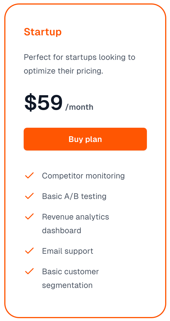 Comparaison of 1st pricing plan